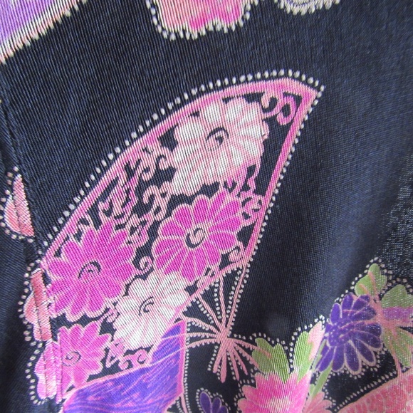 Colorful Travel Friendly Jacket Cardigan Top Pink Purple Asian Print 3X Womens - Picture 5 of 10